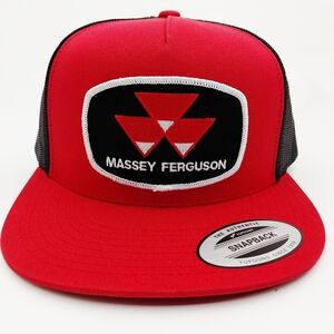 Massey Ferguson Embroidered Patch Flat Bill Trucker Mesh Snapback Cap Hat